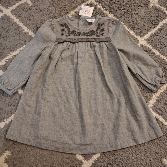 Hanna Andersson Other - Hanna Andersson Gray Flannel Embroidered Dress Size 3t (90)